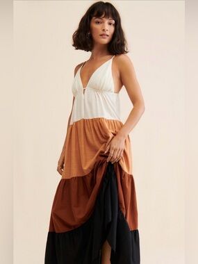 Free People Colorblock Cutout Maxi Dress